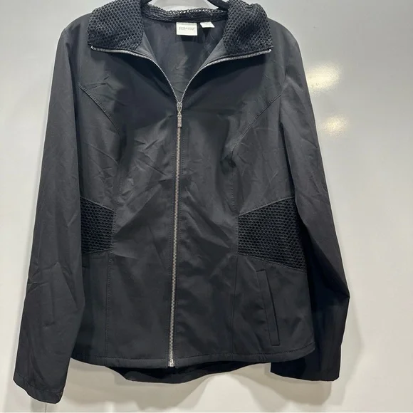 Chicos Zenergy Neema Mesh Jacket Full Zip Black Womens Size1 US M - Picture 1 of 8